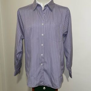 L.L. Bean Cotton Blend Button Down Long Sleeve Shirt.  Striped. Size Large.